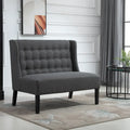HOMCOM Armless Double Sofa Loveseat Tufted Linen Upholstery Couch with Wooden Legs for Living Room 28.75 x 43.25 x 36.5 inches